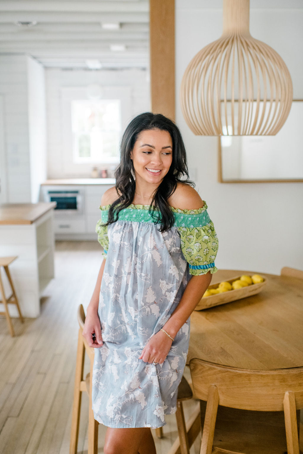 Woman the Graycee Nightgown by Sundara – a flowy, cotton nightgown featuring delicate hand-block prints and a relaxed, feminine silhouette for restful nights.