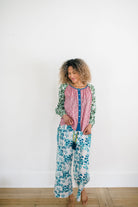 The Ryan Top and Livi Pant by Sundara – a comfortable cotton pajama set with a relaxed fit, featuring delicate block prints for ultimate comfort and style