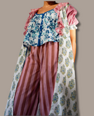 The Madi Top, Logan Pant, and Jeanne Robe by Sundara – a stylish, comfortable sleepwear trio featuring artisanal block prints and a relaxed, cozy fit perfect for lounging or sleeping