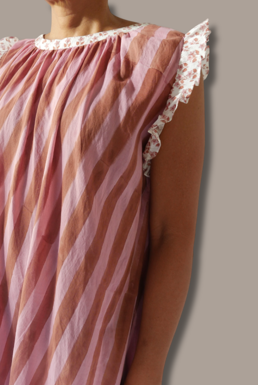 The Mae Nightgown by Sundara – a breathable, flowy cotton nightgown with delicate hand-block prints for a restful night’s sleep