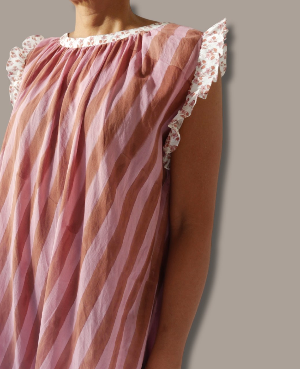The Mae Nightgown by Sundara – a breathable, flowy cotton nightgown with delicate hand-block prints for a restful night’s sleep