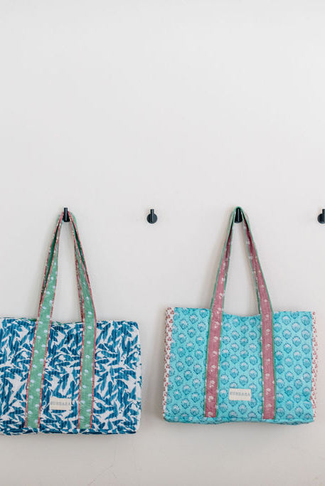 Two Sundara quilted tote bags – stylish, spacious, and perfect for everyday use, featuring a luxurious quilted design.