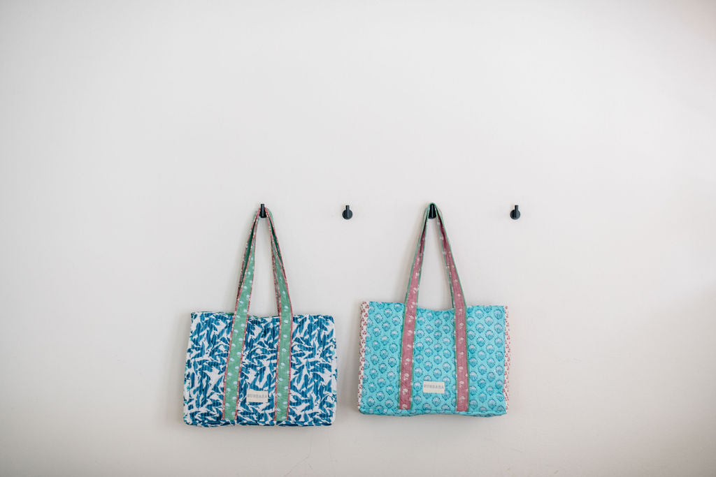 Two Sundara quilted tote bags – stylish, spacious, and perfect for everyday use, featuring a luxurious quilted design.