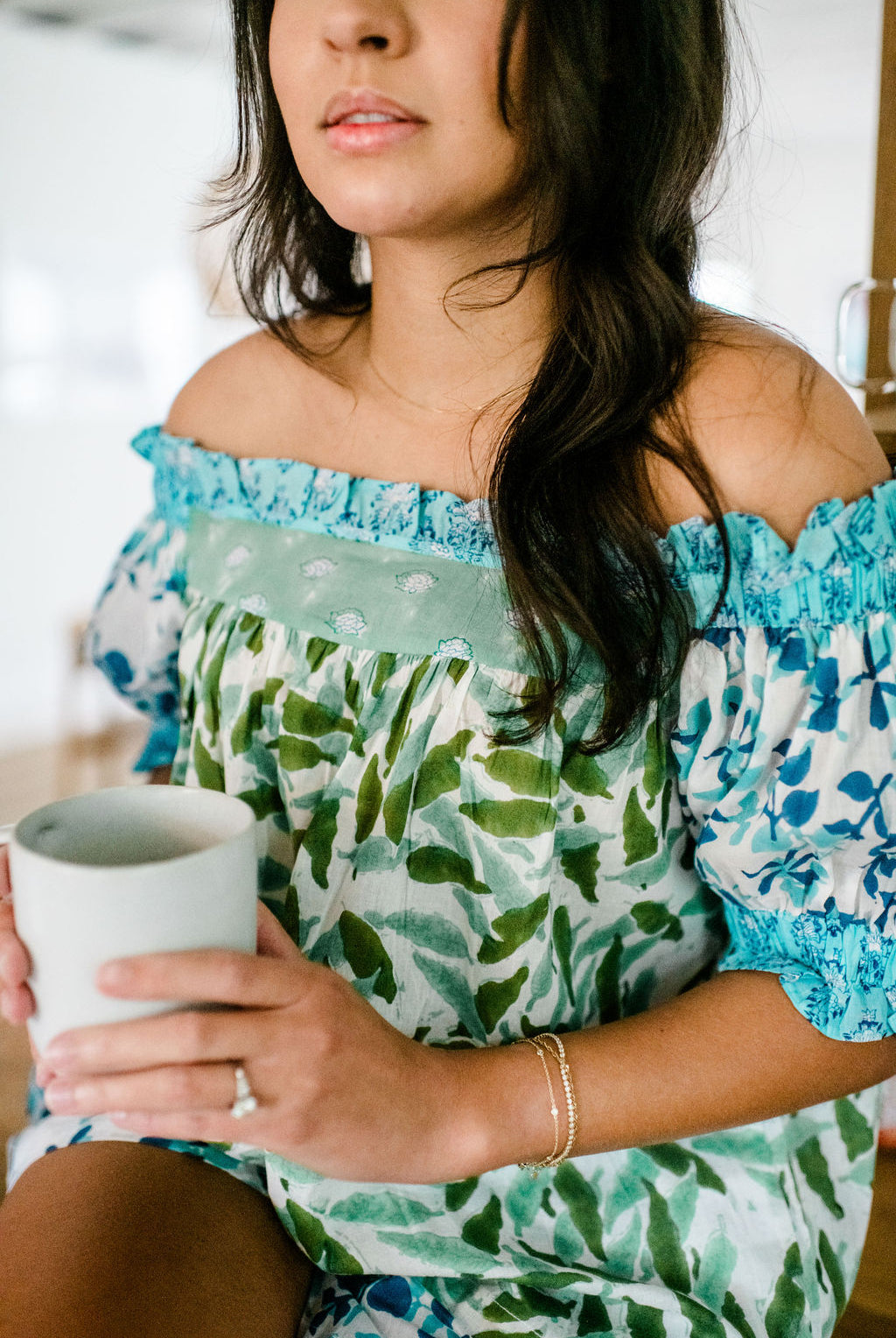 Close-up of the Winnie Top by Sundara – featuring soft cotton fabric and intricate hand-block printed details