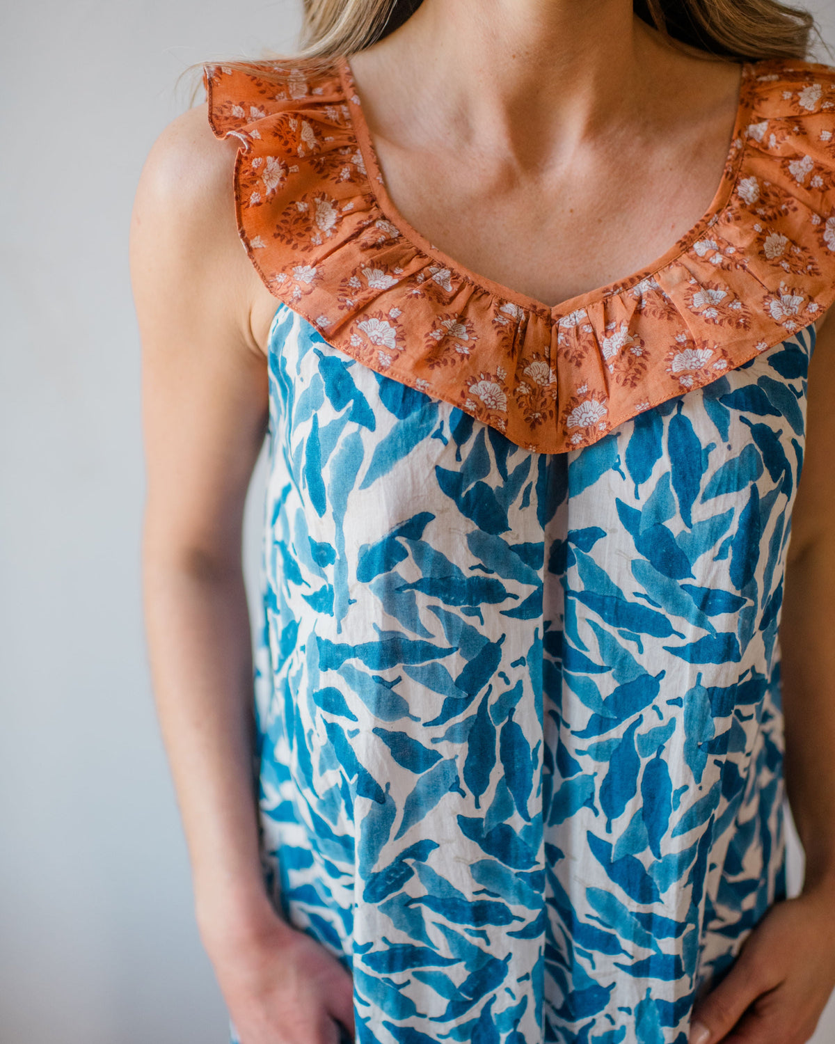 close up of ethically produced Joce Nightgown