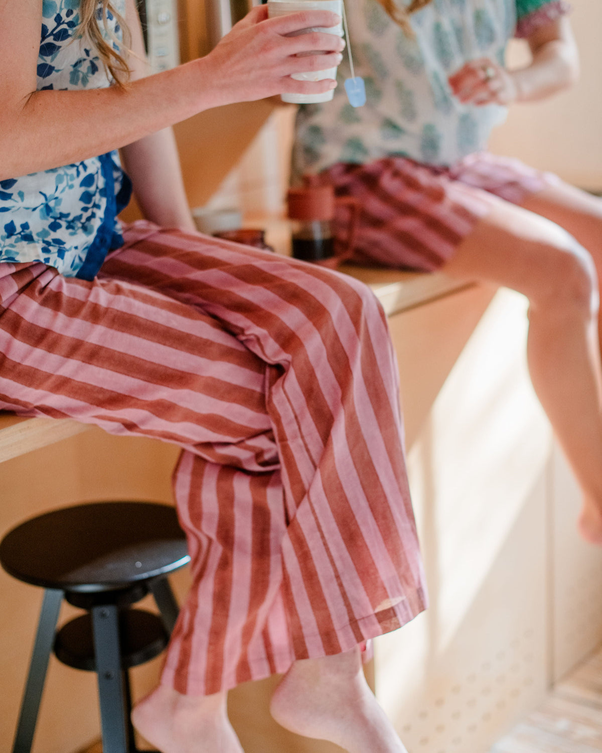 close up of hand block printed Logan Pajama Pant
