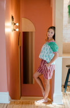 The Winnie Top by Sundara – a relaxed-fit cotton pajama top with delicate hand-block printing for effortless everyday comfort