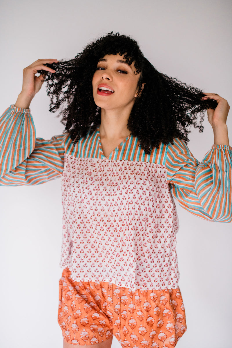 Lauren Block Print Sleep Top