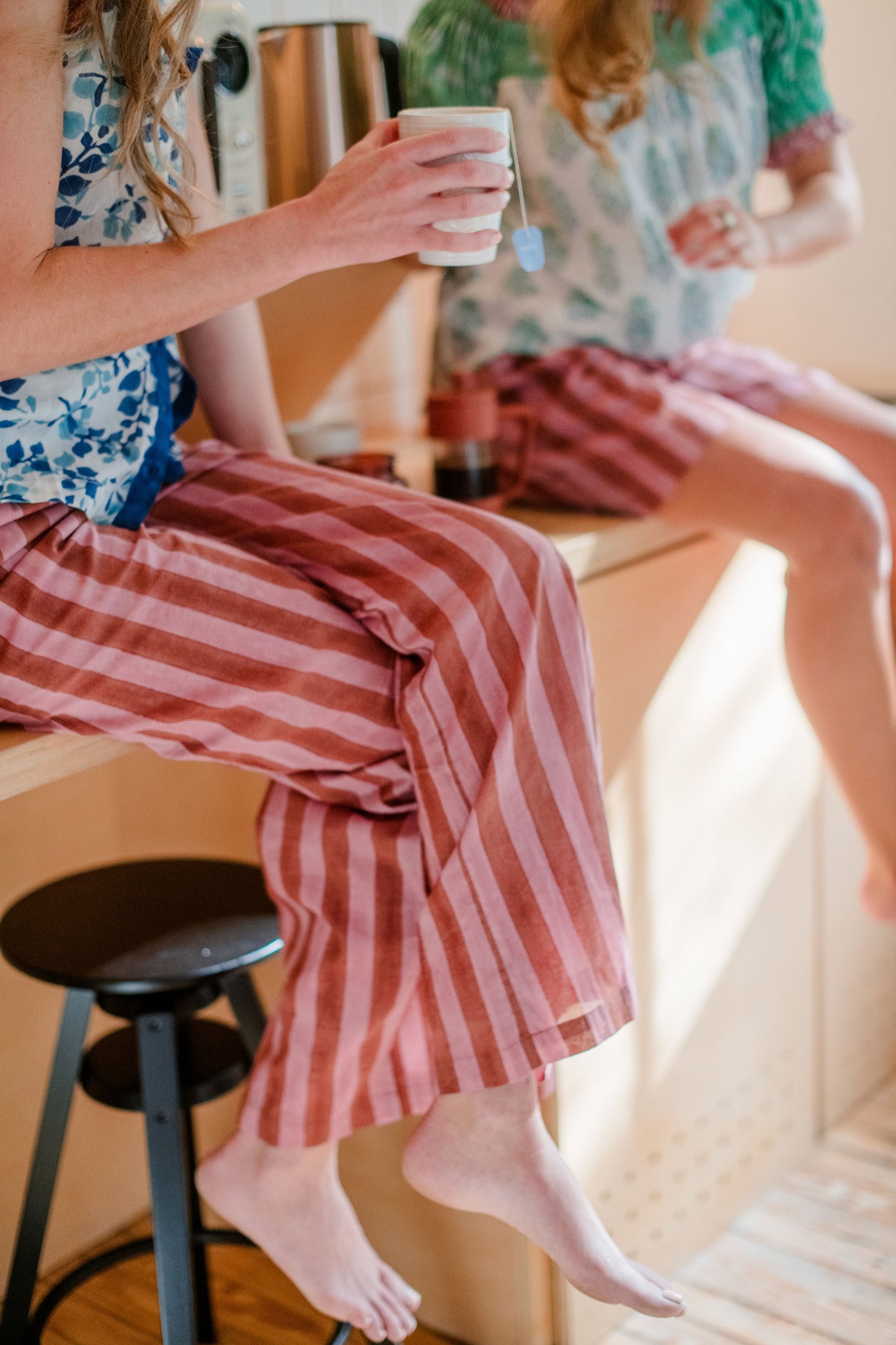 close up of hand block printed Logan Pajama Pant